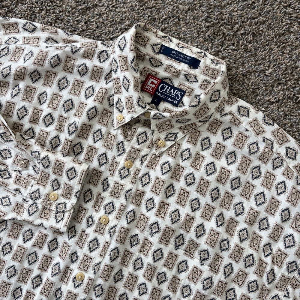 Vintage Chaps‎ Polo Ralph Lauren Aztec Southwestern Long Sleeve Shirt Men’s L